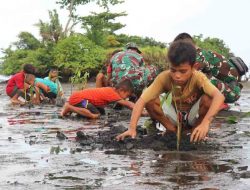 Tumbuhkan Rasa Cinta Terhadap Lingkungan, Kodim Tobelo 1508/ Tobelo Tanam Mangrove Bersama Anak Usia Dini