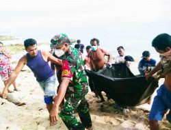 Babinsa Koramil Galela bersama Tim SAR  Bantu Evakuasi Temuan korban Kecelakaan Kapal