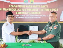 Desa Juwok Menjadi Sasaran Karya Bakti Manunggal Guyub Rukun ke-18 Kodim Sragen .